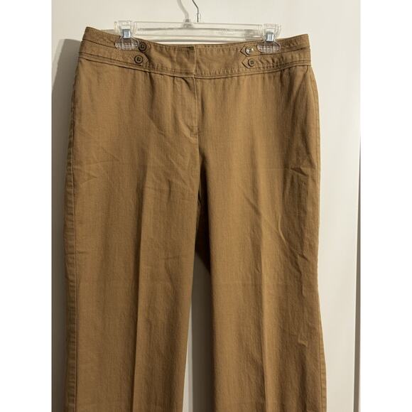 Larry Levine Stretch Crop Wide Leg Sz 12 Beige Flat Front Work Beach Vacation - Picture 2 of 7